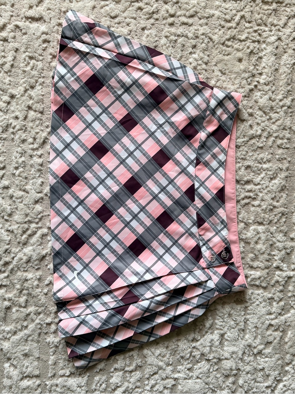 NWOT Nike Pink, Maroon, and Gray Plaid Reversible Mini Skirt